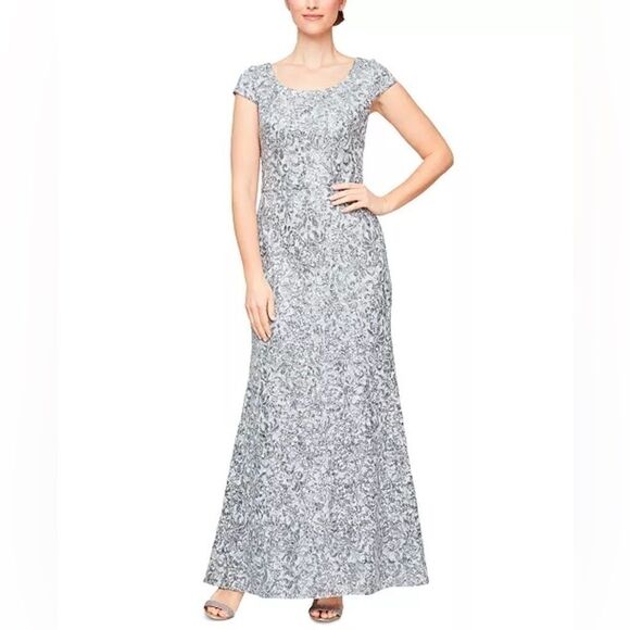 ALEX EVENINGS Petite Lace Fit & Flare Dress Evenings Women's Lace Cold dress 10 - Picture 1 of 11